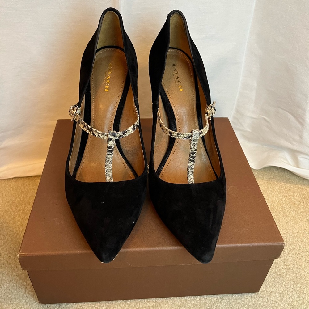 Coach Fulton T-Strap Snakeskin Pumps